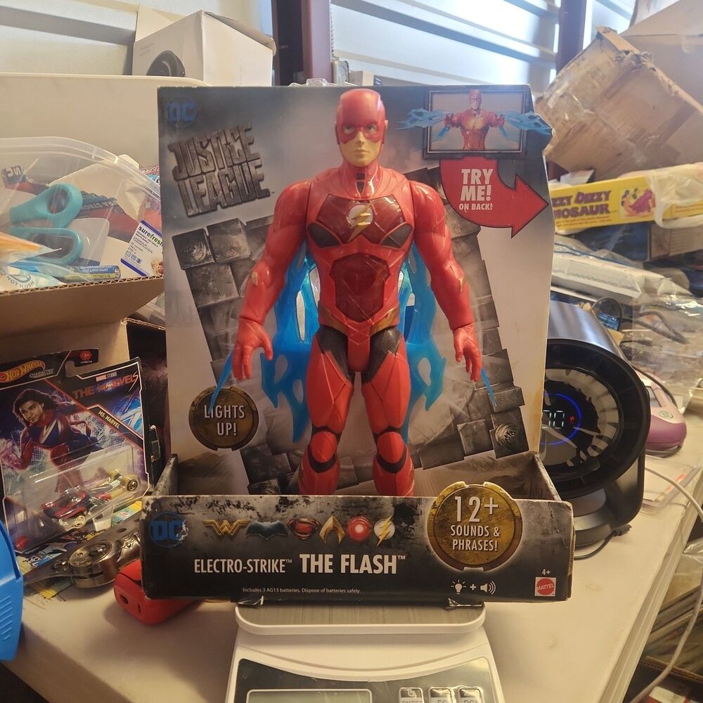 DC Justice League Electro-Strike FLASH Figure, 12" Sounds & Lights CLEAN NIB